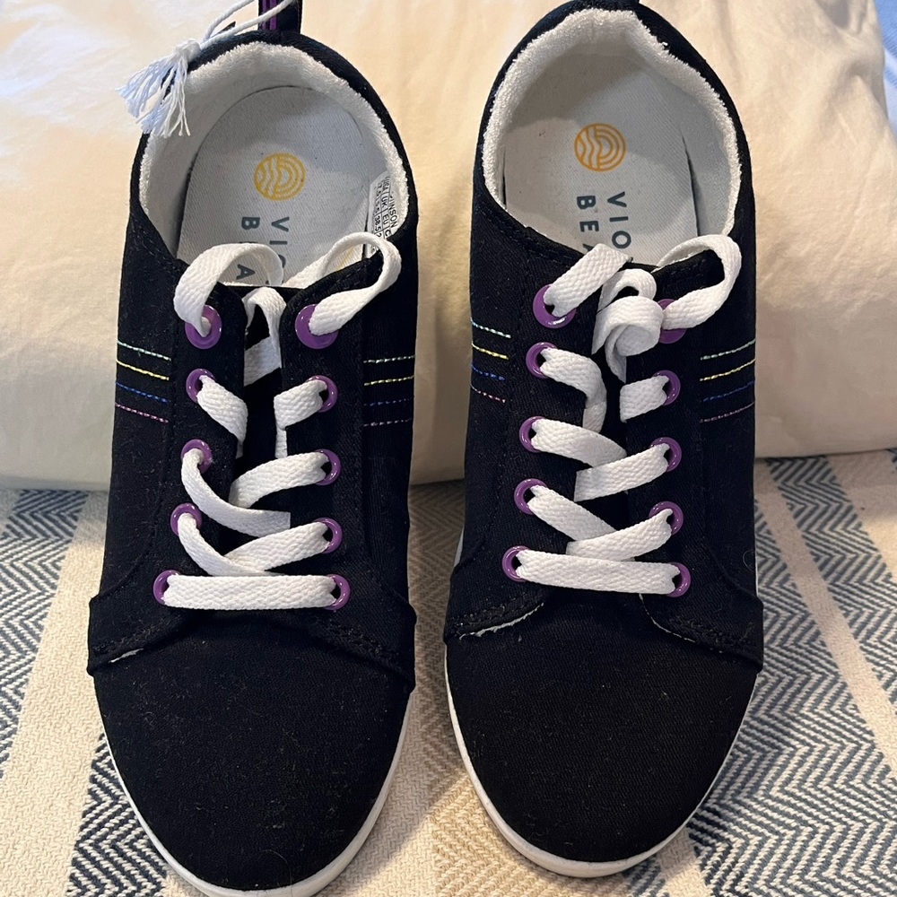 Vionic Beach Stinson Lace-up Sneakers Sz 7.5 (black)